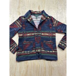 Ralph Lauren Lauren Jeans Co. Blazer Women P M Aztec Southwestern Shawl Cardigan